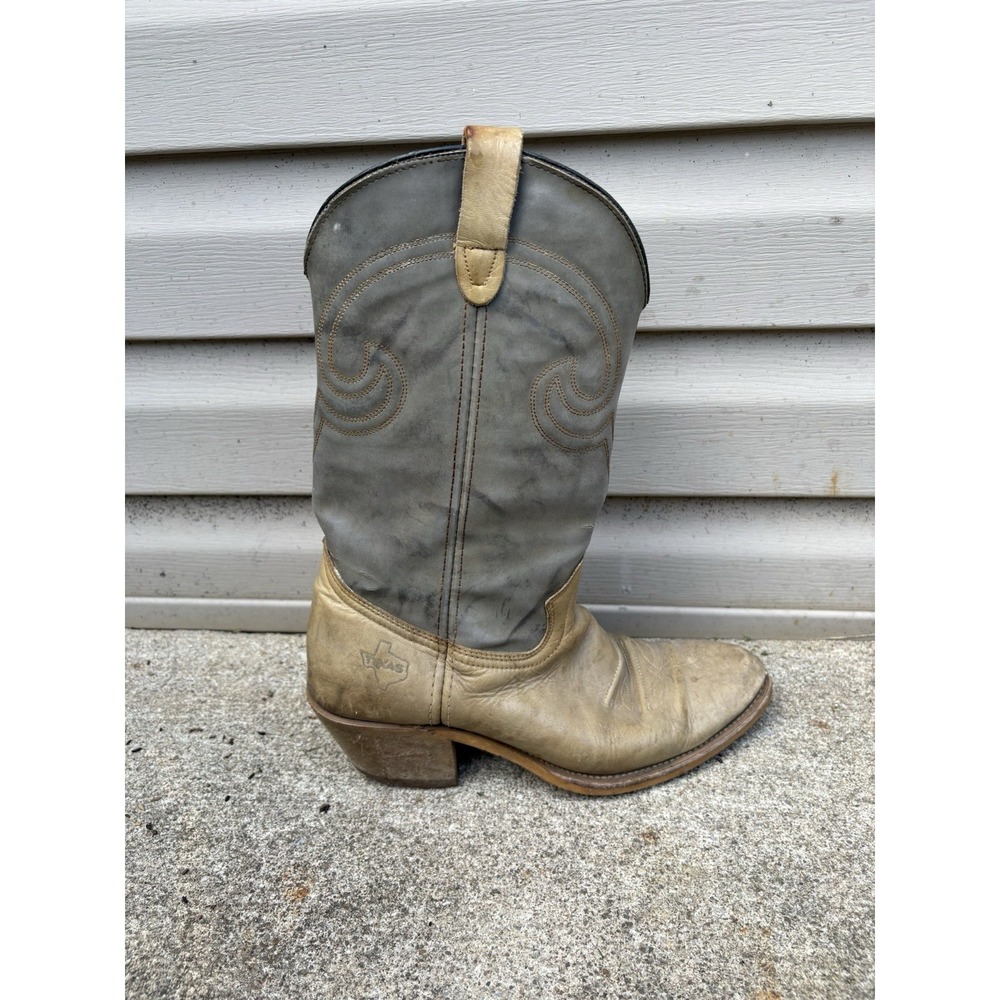 Vtg Texas Two Tone Gray 8 EE Men's Western Boots Cowboy‎
